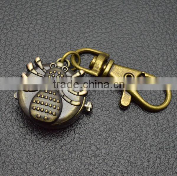spider key chain wrist watch with metal bronzed chain spider pocket watch