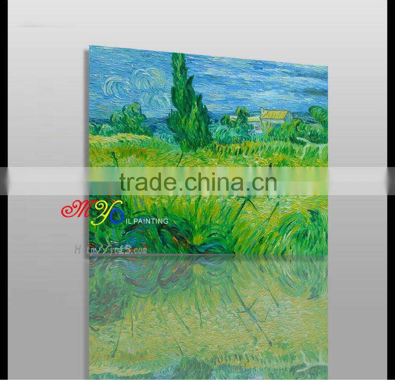 Vangogh green field scene handmade oil painting on canvas home decoration