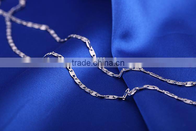 2015 simple design fashion jewelry rhodium plated cheap chain necklace