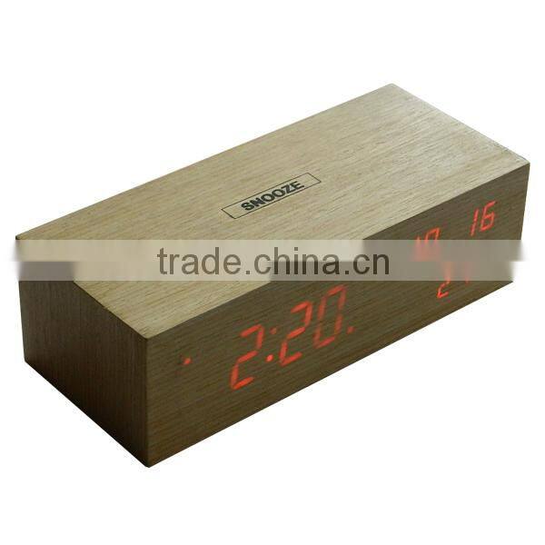 Office Digital LED Wood Clock with Calendar