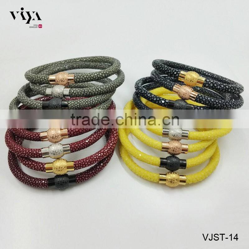 New Design Men Stingray Leather Bracelet High Quality Magnetic Bangle with Wholesale Prices