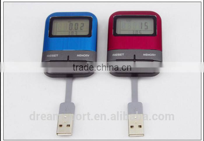 Professional 3D Touch Buttonless Pedometer USB Step Counter