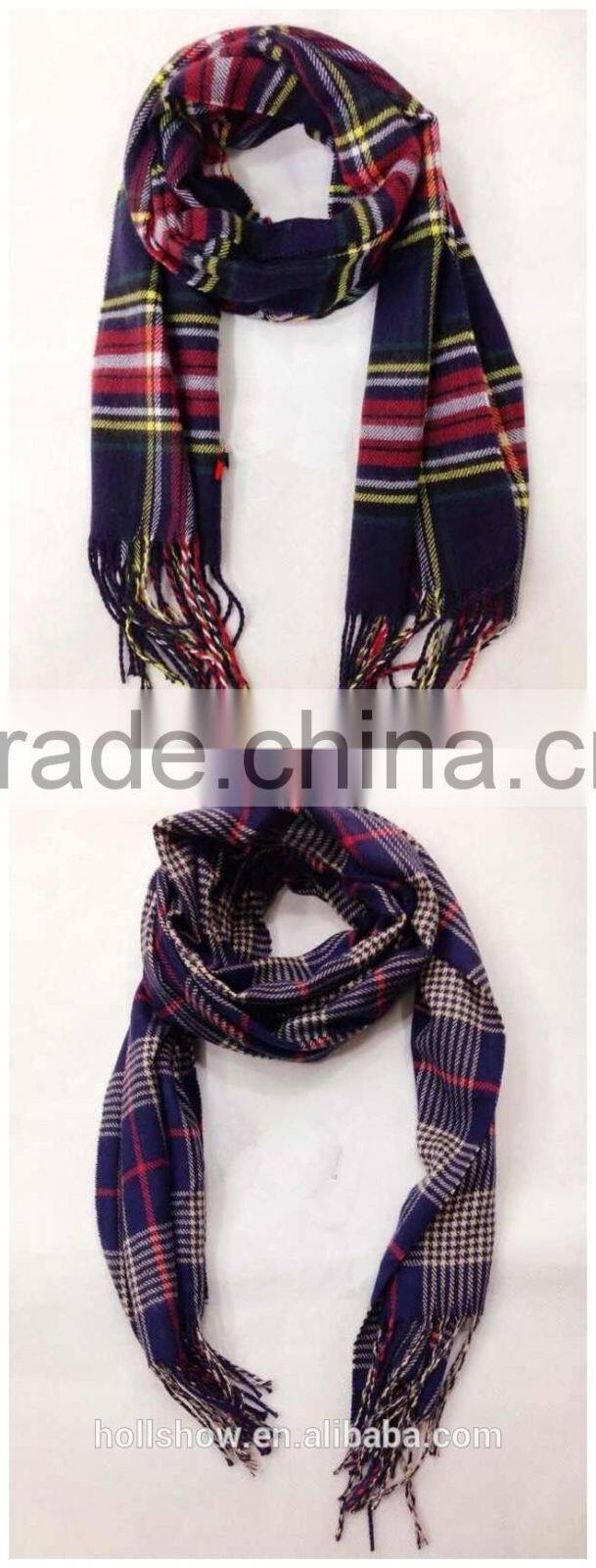 Fashion Classic Baby Boys Girls Autumn Winter Checked Plaid Knitted Scarf With Tassels
