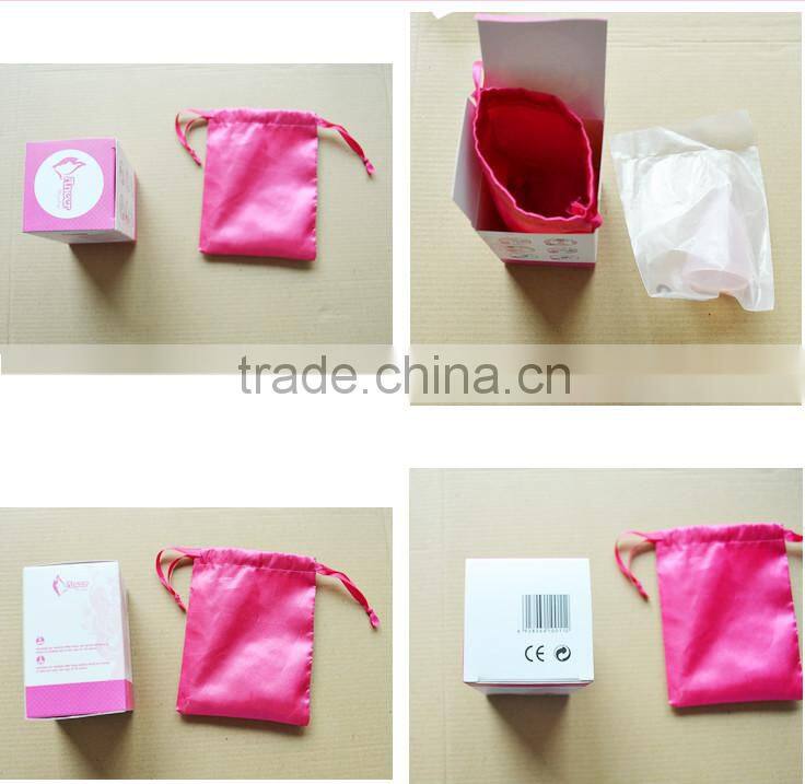 2015 Hot selling 100% Platinum Medical Silicone Menstrual Cup, Reusable Lady Cup Menstrual