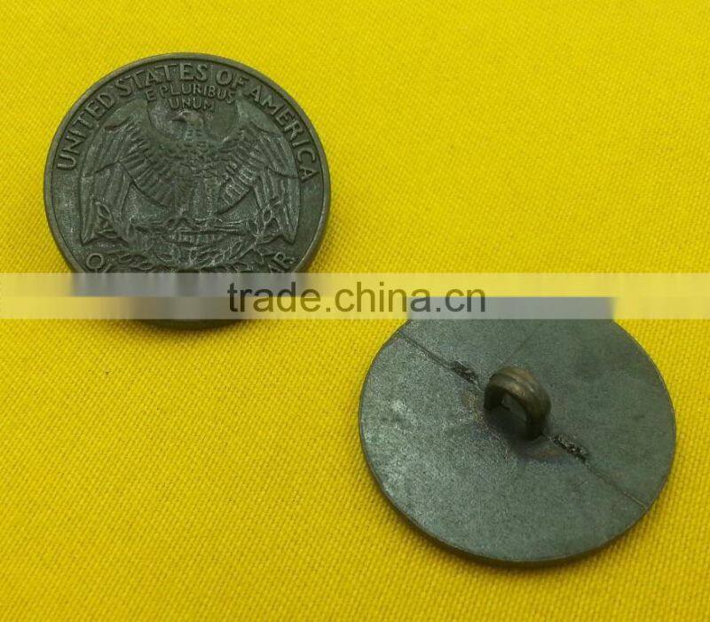 Fancy Metal Shank Button With Owl Logo For Jacket -- MJ1315