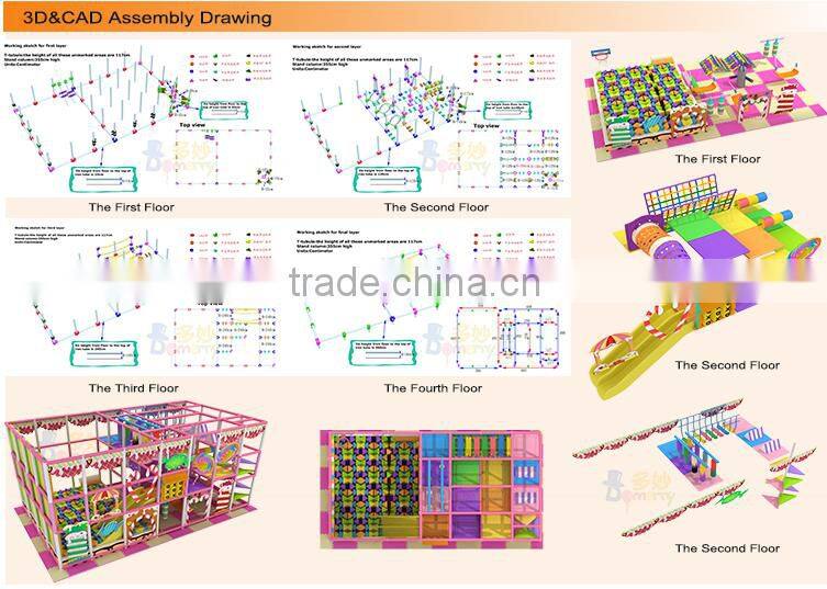 Top quality&service lovely candy theme kids indoor soft play structure