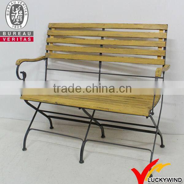 outdoor garden wood and metal folding bench