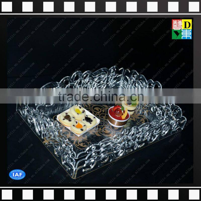 Hot sale Clear Acrylic serving trays sets with printing pattern