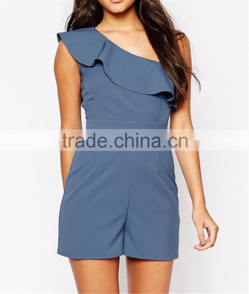 lotus leaf ornament one shoulder women jumpsuit sleeveless women jumpsuit OEM service