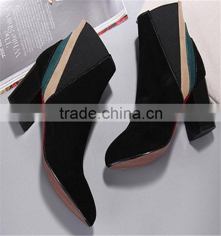 Thick high heel rubber boots women lady gaga heels suede boots