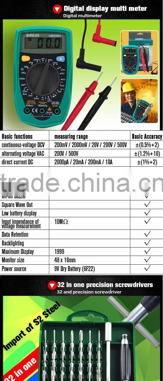 LAOA 23pcs home use hand tool box set,telecommunications tool set,Cellphone repair,Electric soldering iron,multimeter set