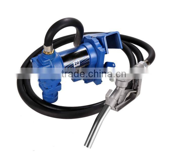 electric transfer pump unit with mechanical flow meter and delivery hose and fuel nozzle