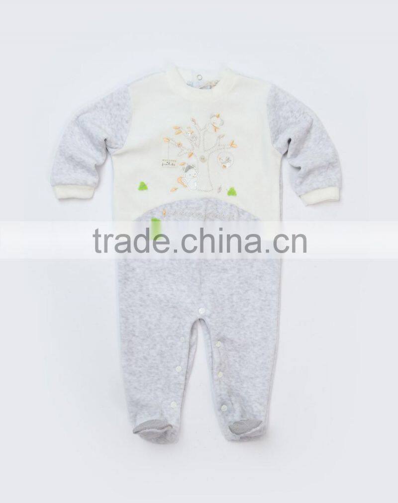 Basic design comfortable baby wear winter velour baby wear