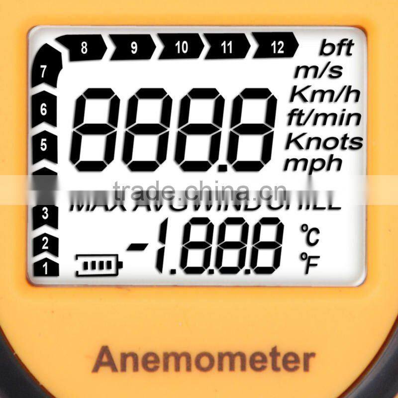 Thermometer Air Velocity Flow Bar Graph C/ F Wind Speed Meter Anemometer