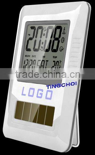 digital lcd calendar clock, soloar power table alarm clock