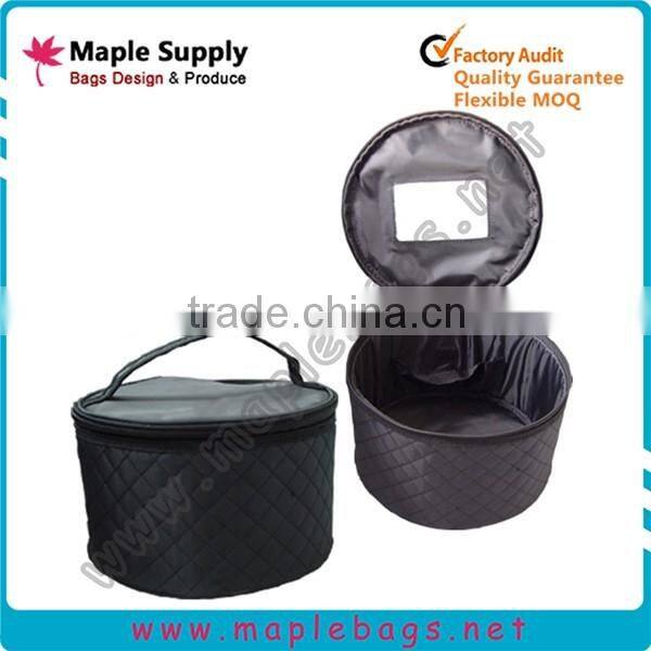 Round Cosmetic Bag with Mirror