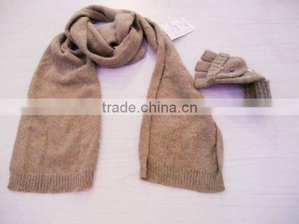 fashion Angora wool gloves scarf set