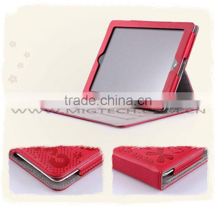 Little gril magnetic leather case for apple ipad3 4 5, for ipad case with stand