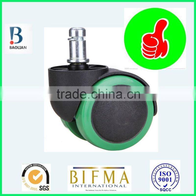BL 50mm smal black& green durable mute swivel outdoor rubber office chair caster