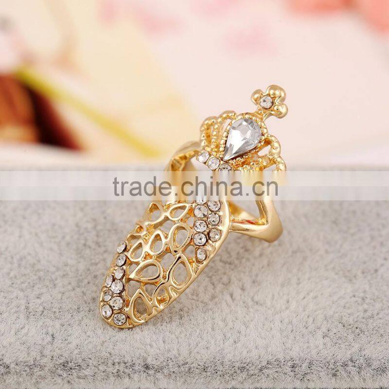 Ring factory wholesale fashion diamond crown new joint nail ring