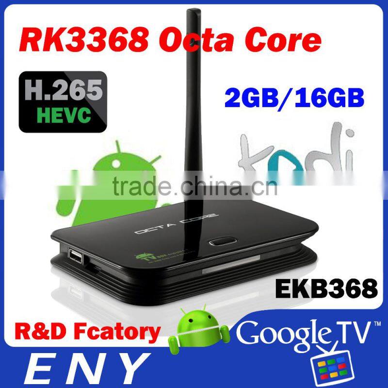 H.265 4K EKB368 RK3368 16GB octa core rk3368 emmc android5.1 tv box 4k Z4 octa core tv box