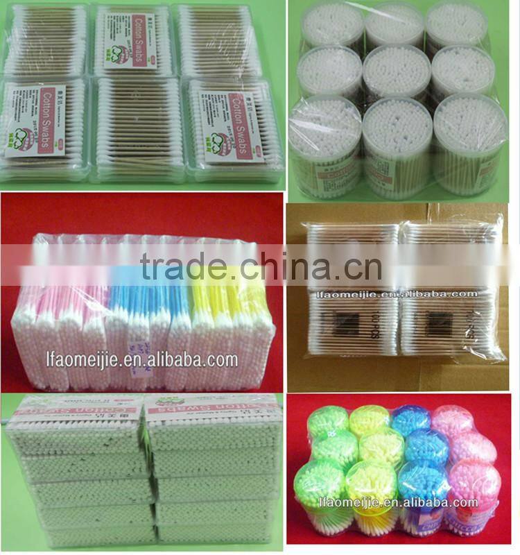 Double tips colored stick cotton cleaning swabs with dozen pack