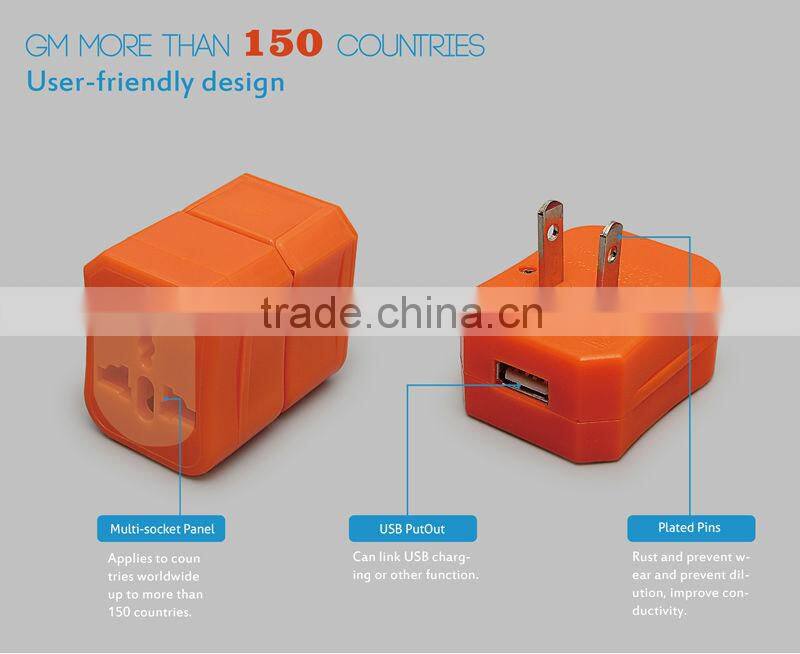 World Travel Adapter with Dual USB Fuse Safety Shutter Four International Plug(UK/US/AU/EU)