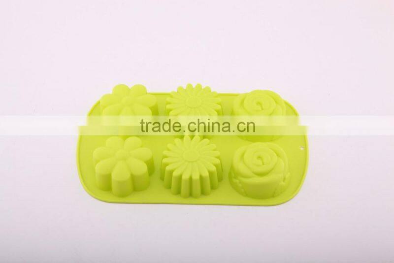 6 Flowers Silicone Muffin Cups Handmade Soap Molds Biscuit Chocolate Ice Cake Baking Mold Cake Pan