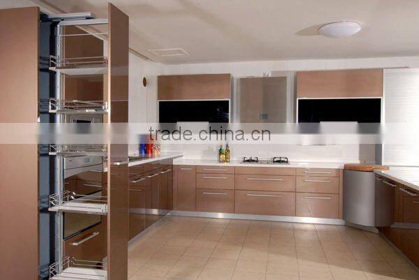 Modern lacquer kitchen cabinet with black high gloss lacquer