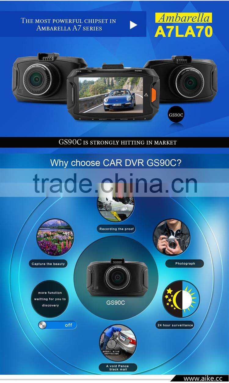 New Original GS90C Ambarella A7LA70 1296P 1080P Full HD Car DVR Camera Driving Video Recorder 2.7"LCD G-Sensor GPS Dash Cam