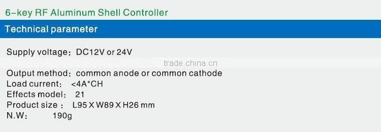 DC5V/12V/24V 6-key RF ABS shell remote controller/Dimmer for led strip light