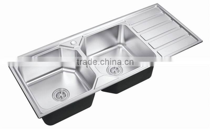 1200X500 Double Bowl l Kitchen Sink With Drainboard