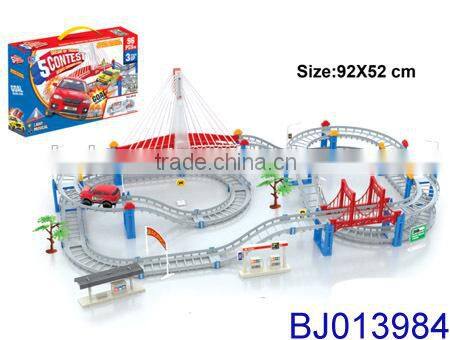 Hot new high speed electric plastic rail car toy slot car set toy