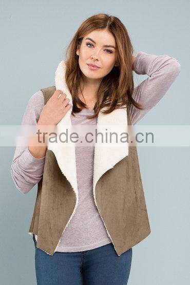 Hot sale sleeveless halter stunning sexy wool-like cheap coats for winter