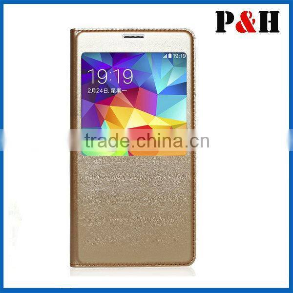 big window transparent cover and leather case for samsung S5