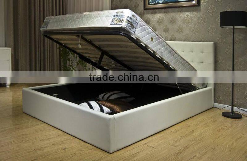 Eastern King Black Leatherette Storage Bed,Modern leather bed with lift storage MA001