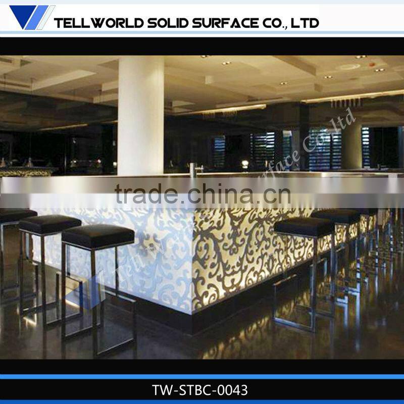 2014 hot sale modern novelty style luxury beauty artificial marble bar counter design