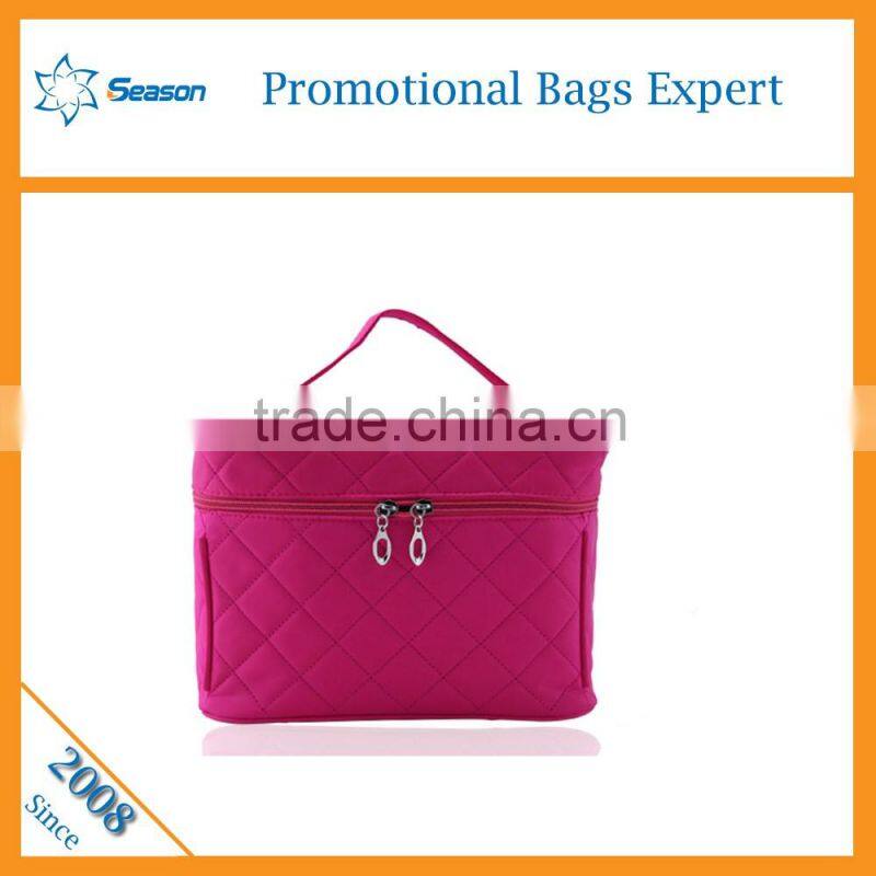 Square ladies daily travel cosmetic bag with mirror