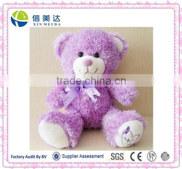 Lavender bear colorful shining led light recording teddy bear plush toy