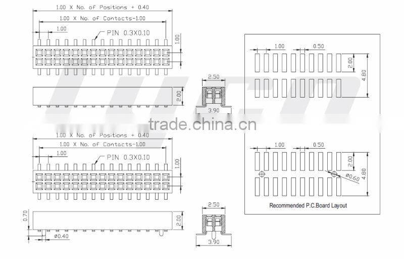 1..00mm smt pin female header connector