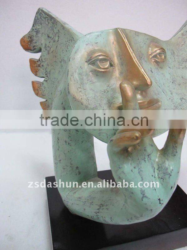 Resin face figurine for hotel decoration