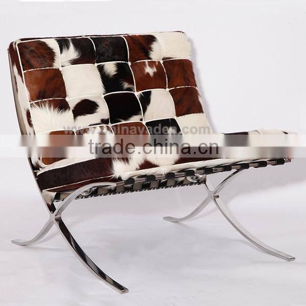 Luxury furniture wholesale reclining chair leather barcelona chair knock off cowhide dining chair