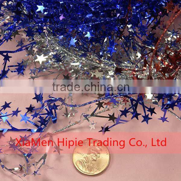 Handmade Glittering Star Tinsel Wire Garland Christmas Xmas Decoration