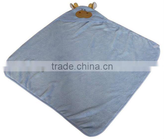 Soft touch warm with hood baby blanket with applique for wholesale