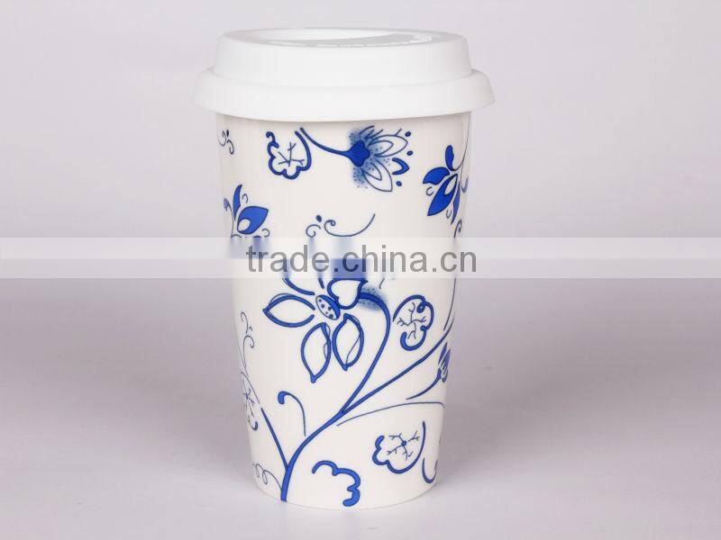 promotional expression coffee cerramic blue and white porcelain Mug
