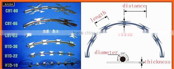 China manufacture galvanized wholesale razor barbed wire fence/razor wire
