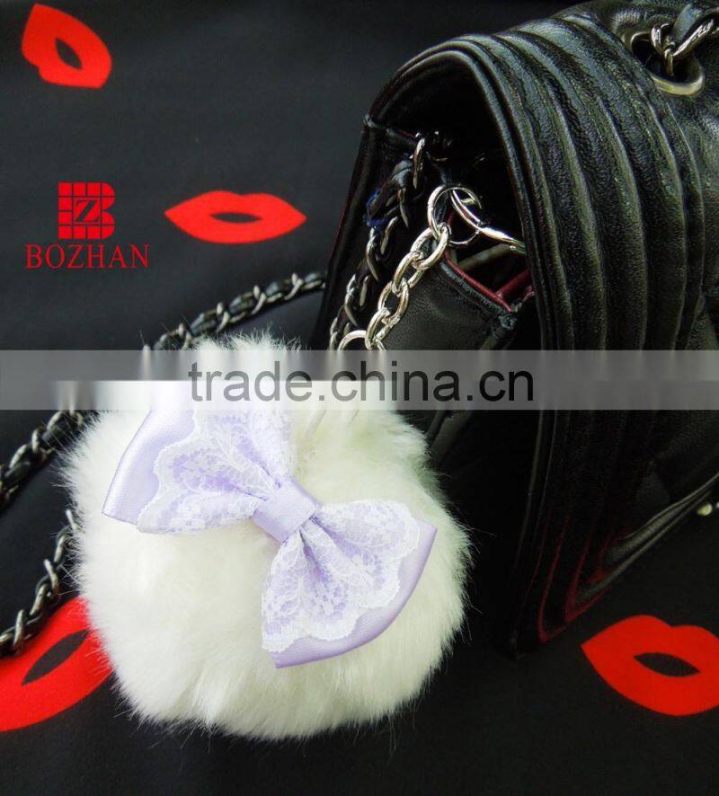 Round plush matel keyring for promotional