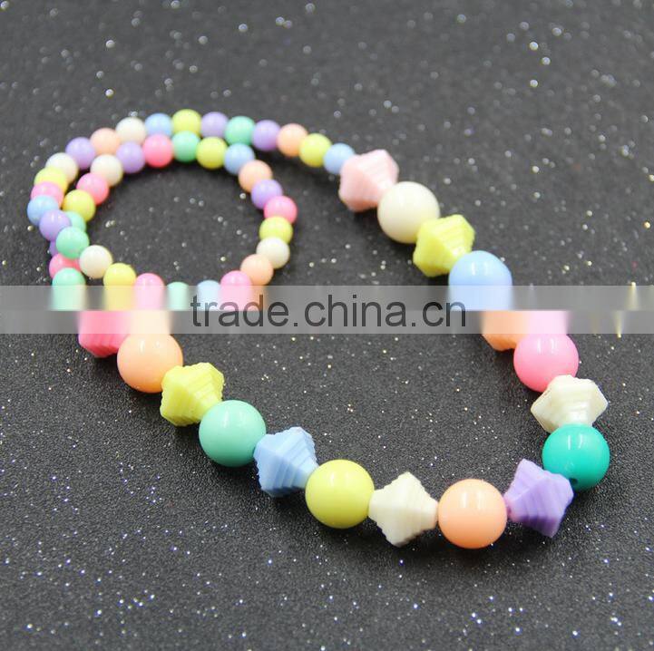 Fashion DIY Jewelry Handmade Multicolor Mixed Design Acrylic Children Baby Kids Beads Strand Necklaces