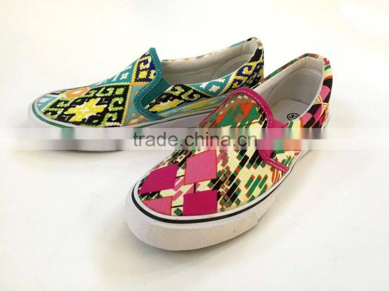 6 colorways slip on vulcanized women sneaker shoe low price china canvas women shoes 2016