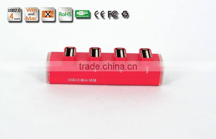 Hi-speed 4 port Mini Colorful usb 2.0 hub 480Mbps for Windows 95/98/2000/2003/ME/XP/Vista or Mac OS 8.1above
